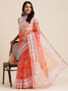 Fabmora Floral Printed Embroidered Organza Saree