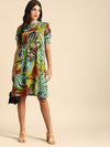 All about you Women Multicoloured Abstract Print Casual Fit And Flare Dress