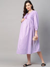 MomToBe Lavender Maternity A-Line Midi Nursing Dress - XXL