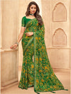 Satrani Floral Poly Chiffon Fusion Saree