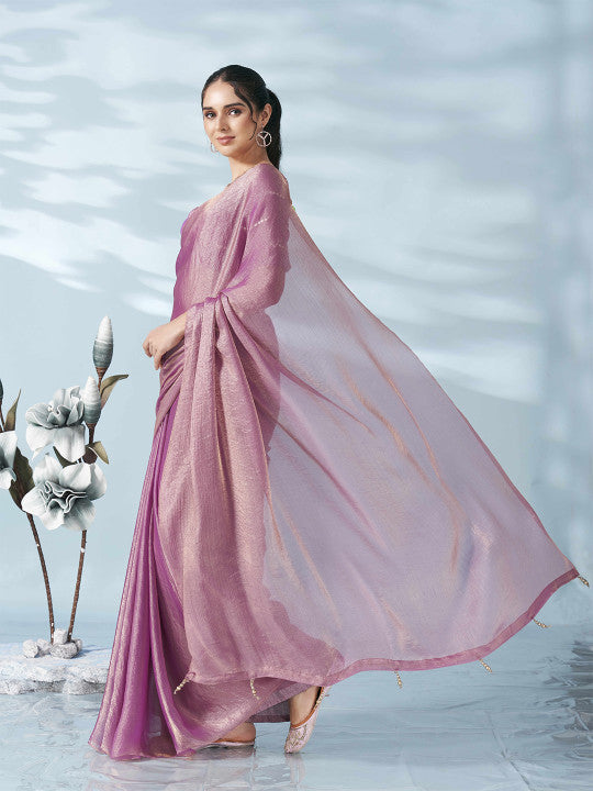 Tikhi Imli Two Tone Poly Chiffon Saree