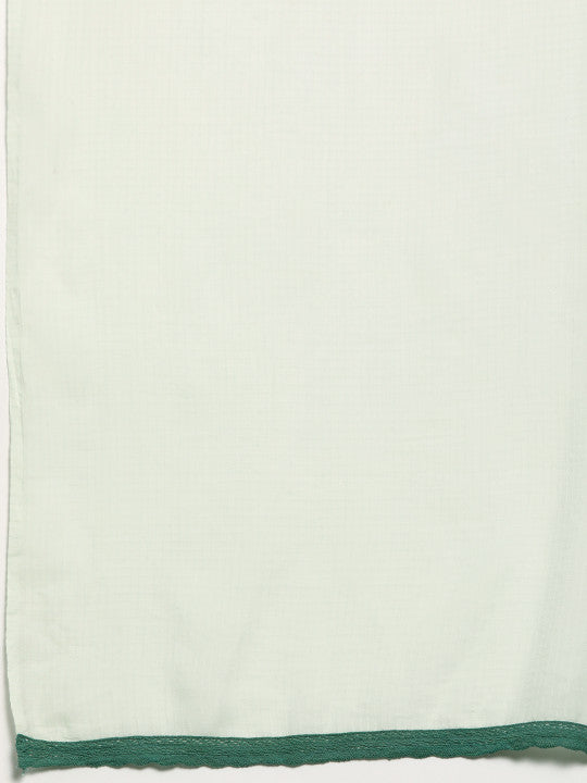 anayna Floral Printed Pleated Pure Cotton Kurta with Trousers & With Dupatta