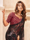 Satrani Floral Printed Fusion Saree