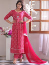 Singni  Bandhani Printed Regular Anarkali Kurta & Trousers With Dupatta