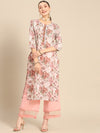 Sangria Women White & Pink Floral Printed Kurta