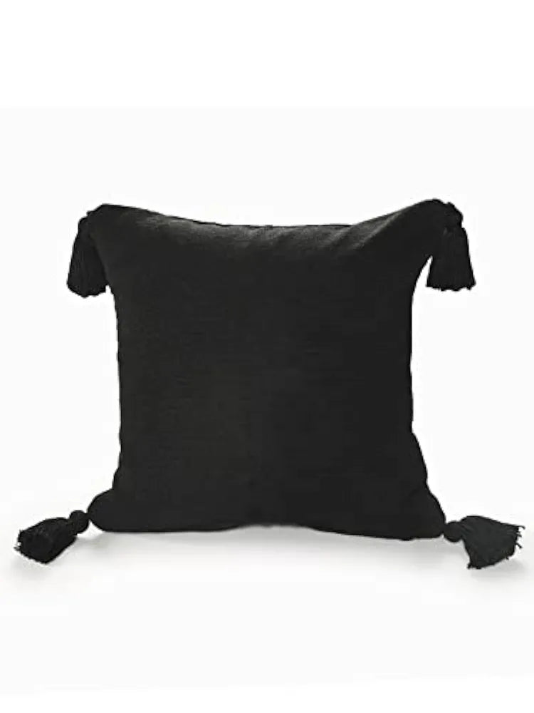SASHAA WORLD 100% Cotton Cushion Covers with Tassels/Decorative Throw Pillow Set of 2 