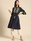 All about you Embroidered Bell Sleeves A-Line Kurta