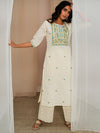 Libas Floral Embroidered Yoke Cotton Straight Kurta