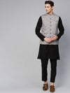 Anouk Men Black & Grey Solid Kurta with Trousers & Nehru Jacket