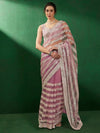 Sangria Pink Embellished Net Saree