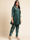 Fabmora Ethnic Motif Woven Design Thread Work Organic Cotton A-Line Kurta & Trousers