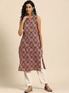 Anayna Women Ethnic Motifs Printed Kantha Work Dobby Kurta