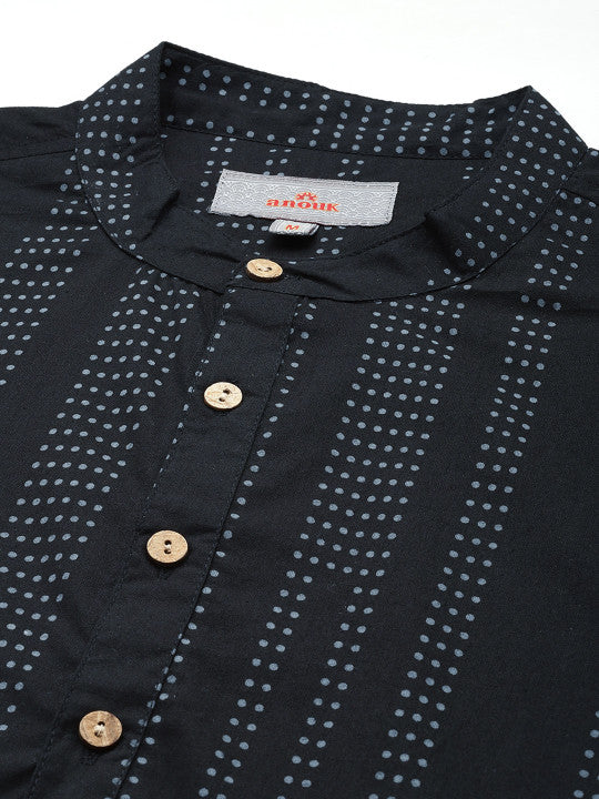 Anouk Men Polka Dot Printed Pure Cotton Kurta