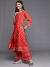 Libas Red Printed Rayon A-Line Kurta