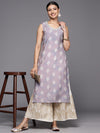 Libas Mauve Printed Silk Straight Kurta