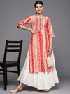 Libas Rust Printed Silk Straight Kurta