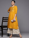 Libas Mustard Yoke Design Rayon A-Line Kurta