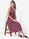 Vishudh Pink Floral Printed One Shoulder Fit & Flare Midi Dress