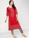 Vishudh Women Red Ethnic Motifs Printed Kurta