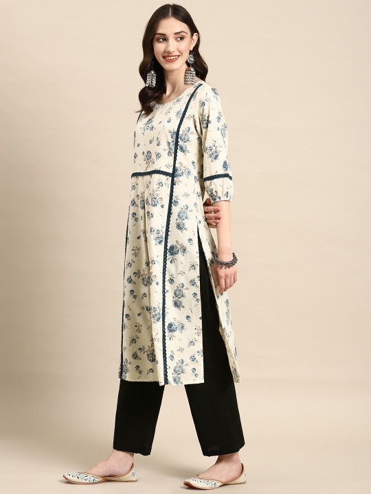 anayna Women Floral Printed Cotton Kurta