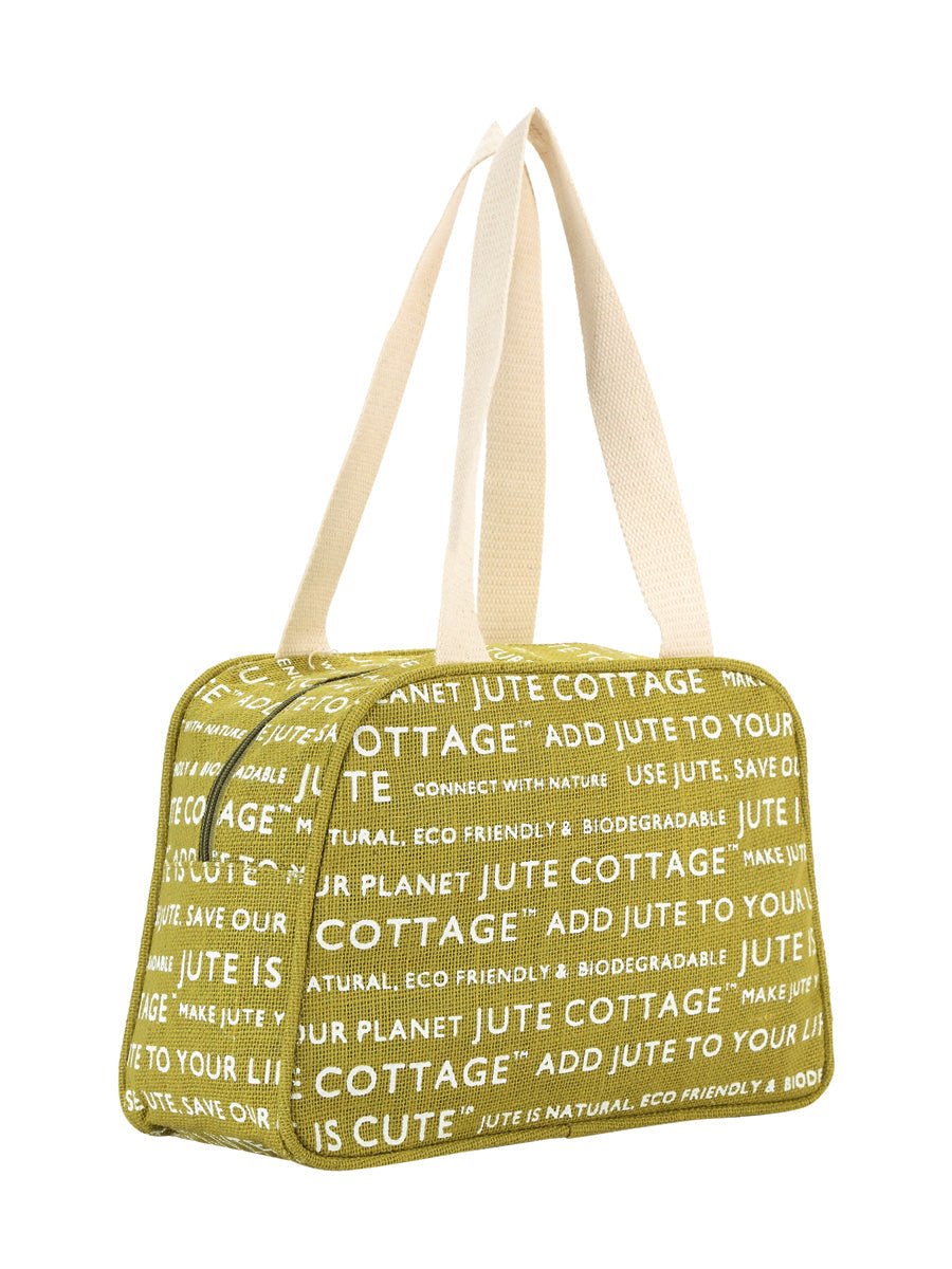 TAPE HANB-035DLE LUNCH ZIPPER (JUTE COTTAGE PRINTED) - (B-035-YELLOW)