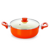 Nirlon Aluminium Non-stick Pfoa Free Casserole With Tempered Glass Lid | 2.1 Liter Orange