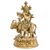 The Advitya Brass Krishna With Nandi Statue