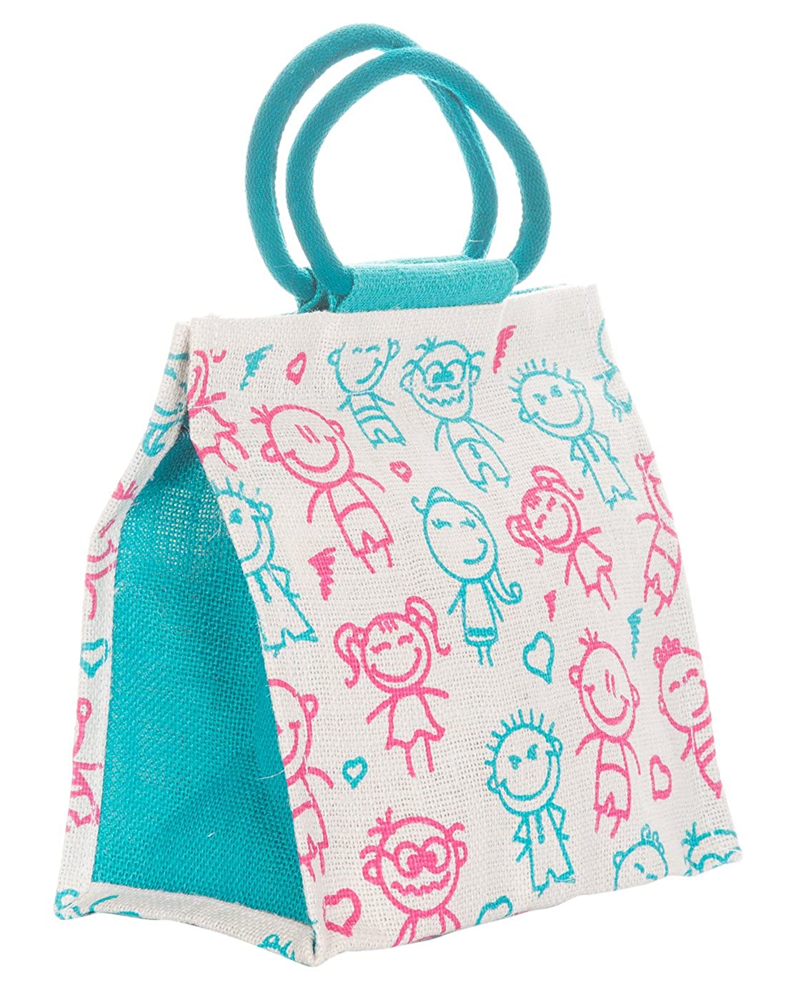 10 X 10 X 6 - CHILDREN PRINT ZIPPER LUNCH (B-045-TURQUOISE BLUE)