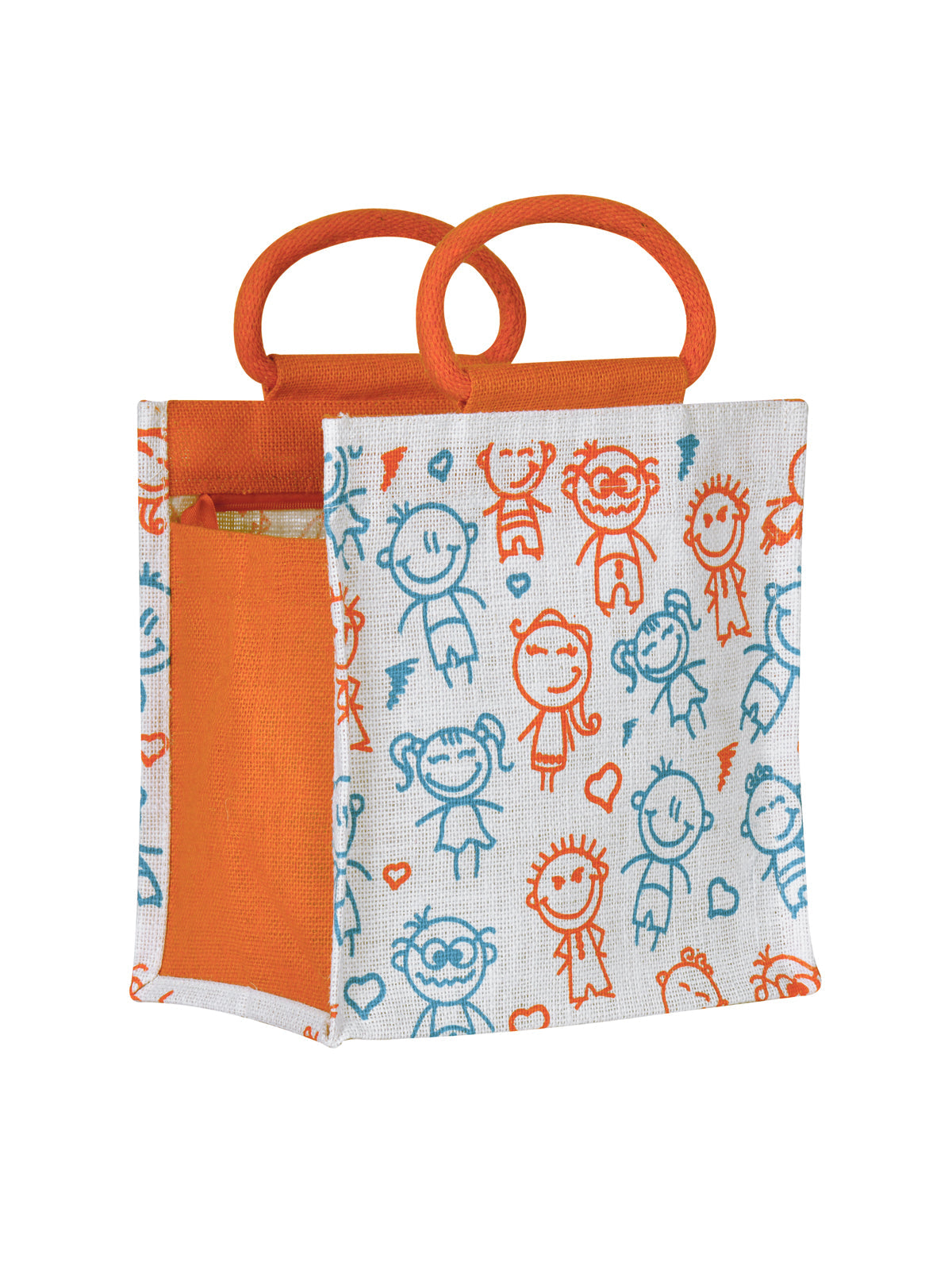 10 X 10 X 6 - CHILDREN PRINT ZIPPER LUNCH (B-045-TURQUOISE BLUE)