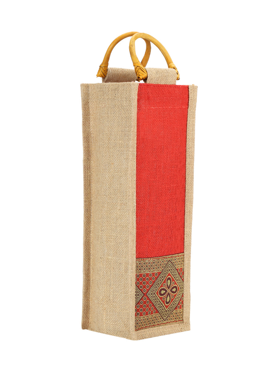 BOTTLE BAG WITH LACE / PRINT (B-010-OLIVE GREEN)