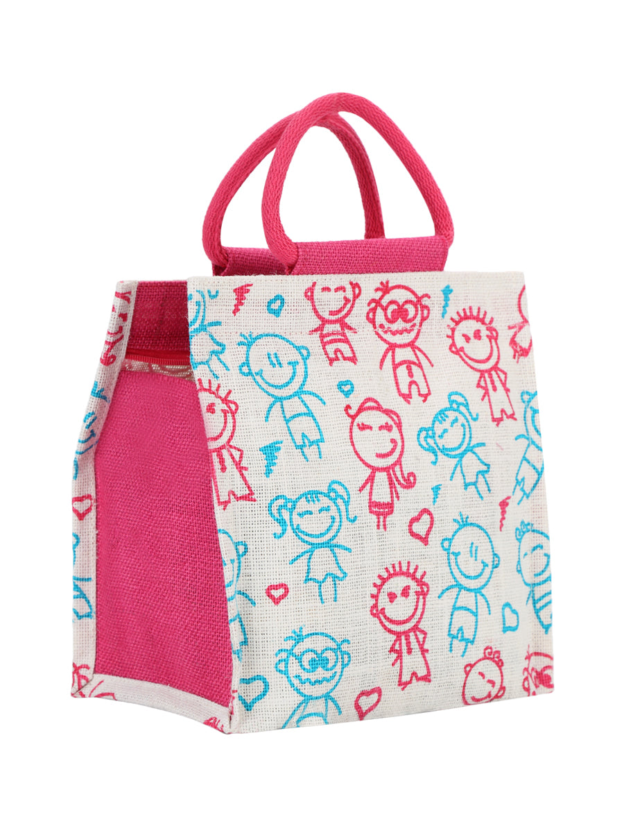 10 X 10 X 6 - CHILDREN PRINT ZIPPER LUNCH (B-045-TURQUOISE BLUE)