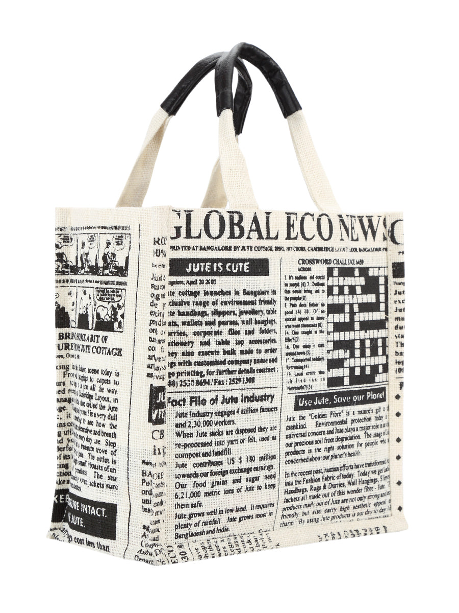 JUTE COTTAGE GLOBAL LUNCH BAG SUSTAINABLE, ECO-FRIENDLY, STYLISH JUTE BAG, 100% GENUINE JUTE (WHITE 10X10X6)
