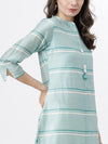 Vishudh Women Turquoise Blue & White Striped Kurta