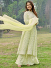 Libas Women Yellow & White Printed Kurta with Palazzos & Dupatta