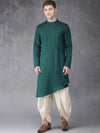 Anouk Men Green & Off White Solid Kurta with Dhoti Pants