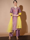 Myshka Embroidered Regular Kurta With Palazzos & Dupatta