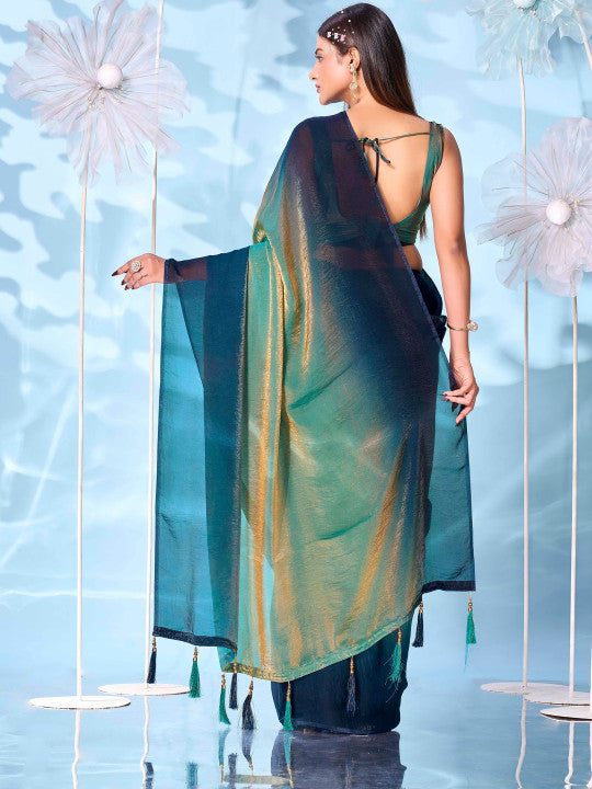 Ombre Satin Designer Saree