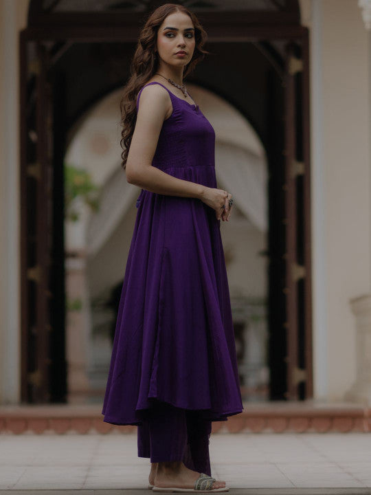 anayna Women Angrakha Kurta with Trousers & With Dupatta