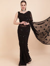 Sangria Black Embellished Sequinned Pure Georgette Saree