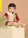 Vastramay Sishu Boys Maroon Kurta with Dhoti Pants & Nehru Jacket