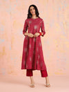 Likha Red Bandhani Printed A-Line Kurta LIKKUR204