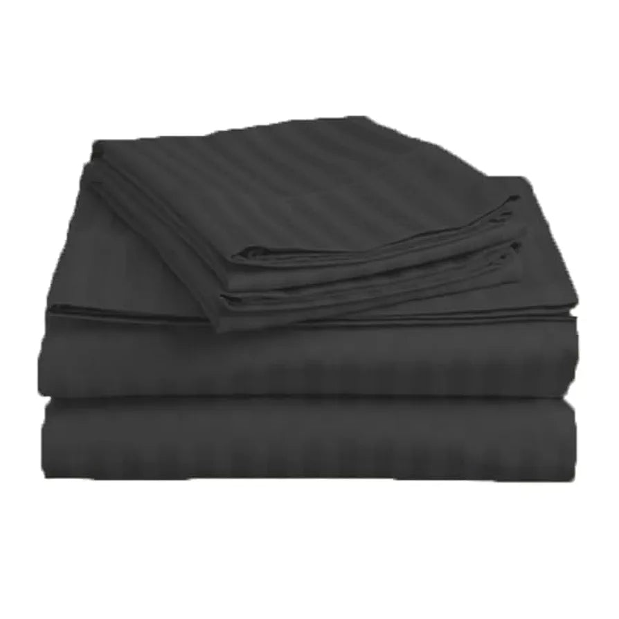 FRESH FROM LOOM 144 TC Microfiber Wrinkle Resistant|Soft Skin Safe|Breathable Queen Size Flat Striped Bedsheets|Hotel & Home|Double Bedsheet Set with 2 Pillow Covers 