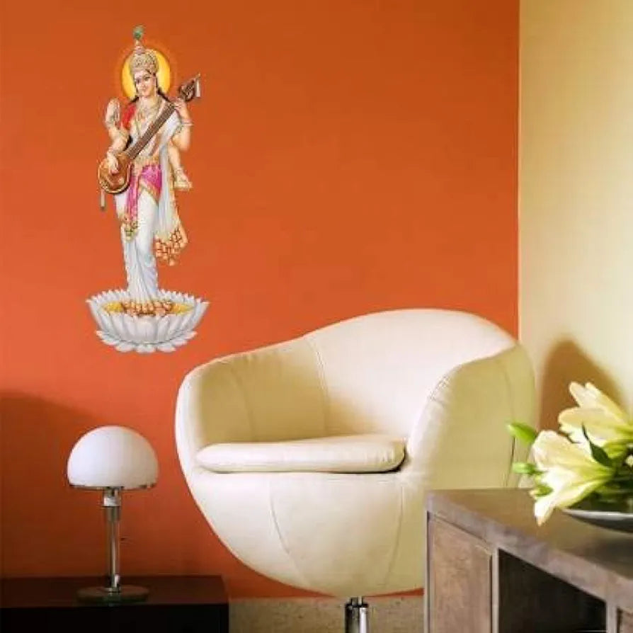 Rangoli White Glossy Vinyl Wall Sticker Premium Self-Adhesive Waterproof Decorative Wall Decal for Bedroom, Living Room, Office & Home Decoration Easy to Apply. Parent-14, Design-7