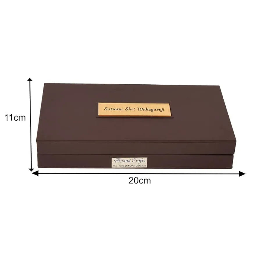 JAIPUR ACE Satnam Shri Waheguru Ji Gold Plated Charan Paduka Yantra for Health, Wealth, Prosperity & Success with Wooden Box for House Warming and Gift