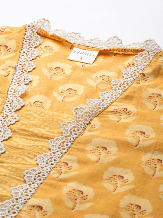 anayna Printed Regular Pure Cotton Kurta with Trousers & With Dupatta