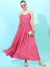 Vishudh Women Pink Ethnic Maxi Dress