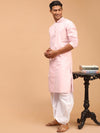 Vastramay Men Pink Pleated Kurti with Dhoti Pants