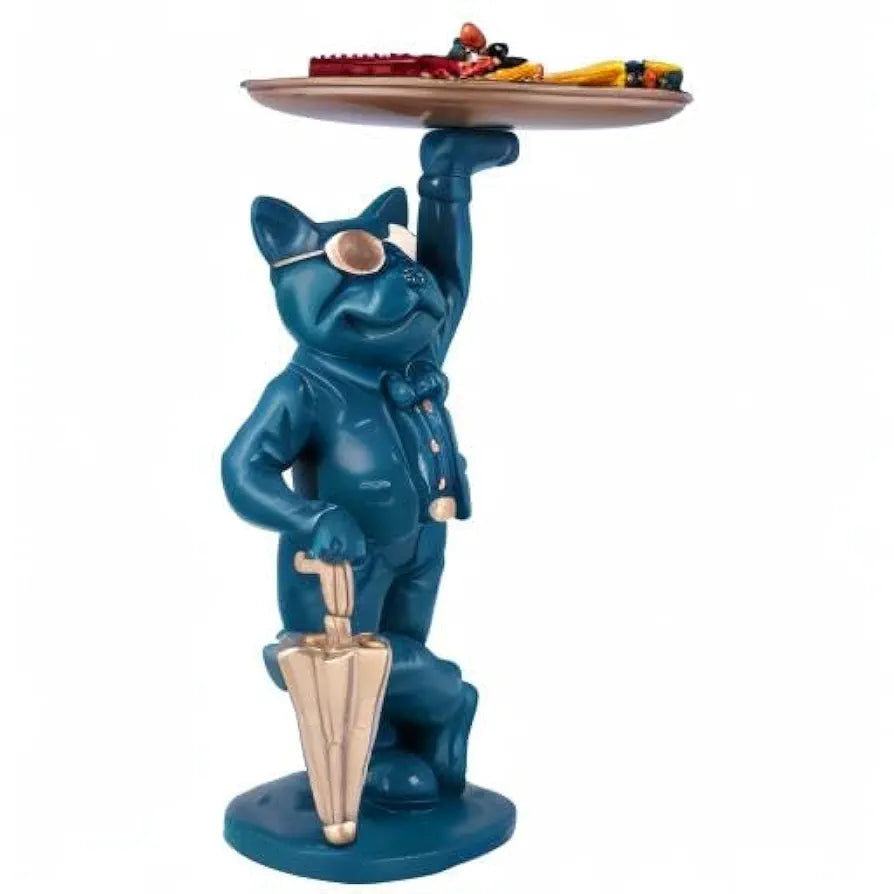 ZART Cool Dog Showpiece with Plate Home Decor Showpiece, Living Room Decor Showpiece 