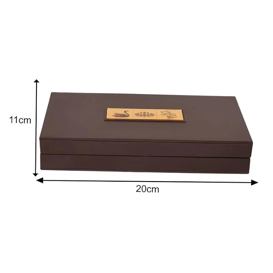 JAIPUR ACE Gold Plated Laxmi Ganesh Saraswati Charan Paduka Yantra | Devotional Prayer Box | Wooden Momento Decorative Showpiece Box Packing | Diwali Gifting Charan Paduka