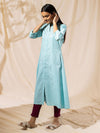 Likha Printed Blue Button Down Kurta LIKKUR37 - M